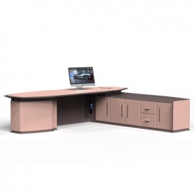 簡約風(fēng)老板桌    愛馬仕橙色皮駝絨灰色皮辦公桌椅定制   質(zhì)量保障