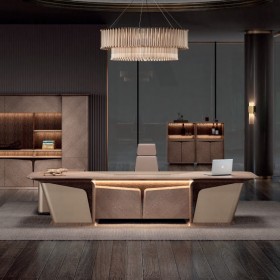 辦公家具老板辦公桌椅組合   現(xiàn)代簡約辦公室大板桌中班臺(tái)經(jīng)理桌