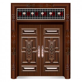 入戶大門 天衛(wèi)盾定制門頭門柱大門雙開(kāi)防盜門精品仿銅門不褪色不掉漆甲級(jí)防盜四川成都廠家直銷