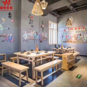 實木火鍋桌 火鍋桌中餐桌 一體火鍋桌定制 火鍋店火鍋桌椅定制 廠家直銷