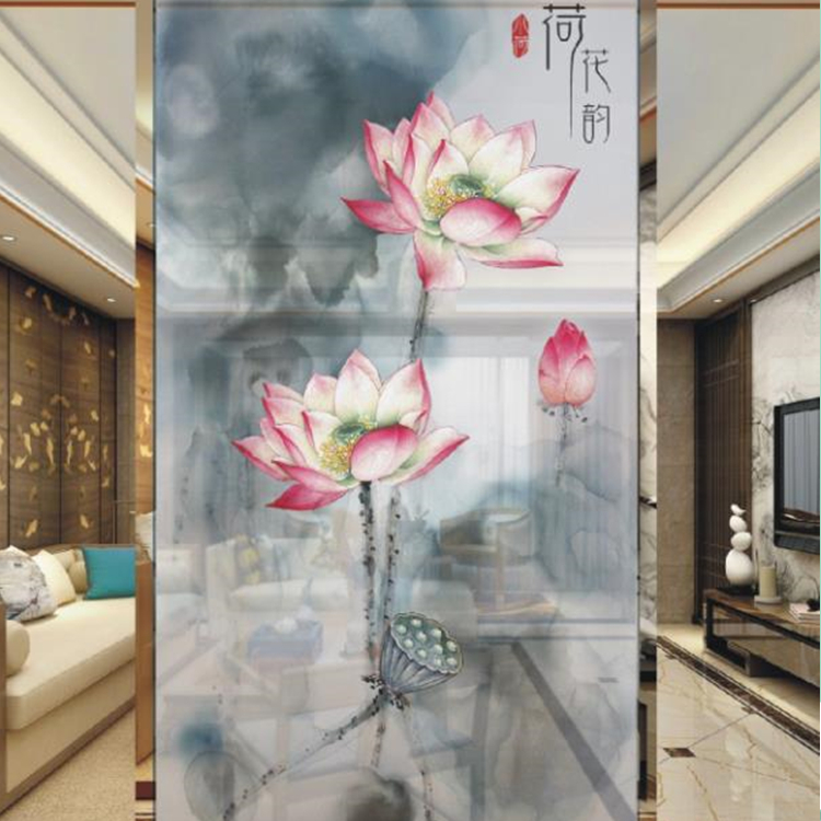 工藝夾娟玻璃屏風山水畫水墨畫夾娟玻璃