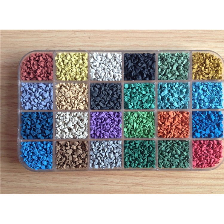 成都學(xué)校場地EPDM塑膠跑道顆粒 復(fù)合型操場運動跑道彩色 橡膠顆粒