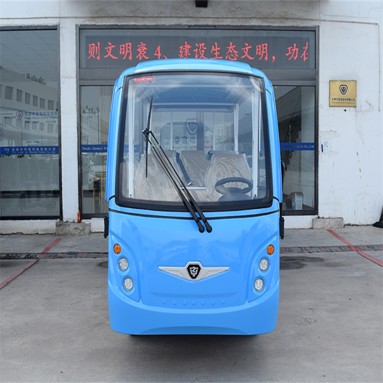 景區(qū)注塑電動觀光車 額定乘員11人 適用于社區(qū)等 配備行車倒車提醒喇叭