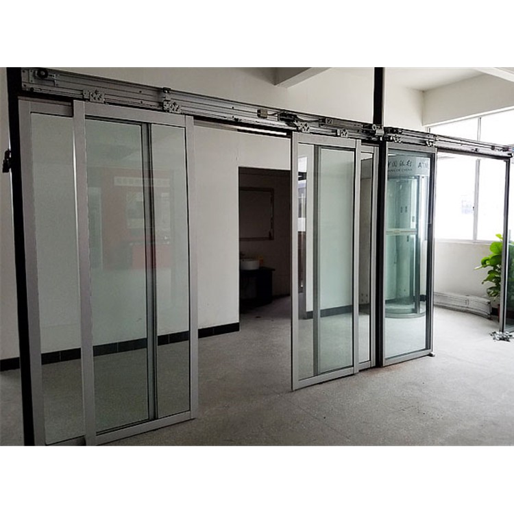簡(jiǎn)約風(fēng)鋼化玻璃門(mén) 鋁合金材質(zhì)自動(dòng)門(mén) 公司感應(yīng)伸縮平移門(mén)