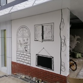 線描墻體彩繪 簡約現(xiàn)代風(fēng)格外墻線稿彩繪室內(nèi)手繪墻