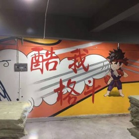 格斗館墻體彩繪家裝墻畫(huà) 戶外文化墻彩繪手工壁畫(huà)