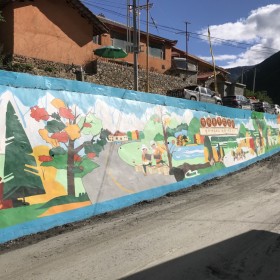 成都?jí)w彩繪公司 餐飲店創(chuàng)意墻畫(huà)室外文化墻彩繪