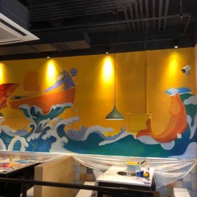 成都?jí)w彩繪 餐飲店壁畫 畫師原創(chuàng)設(shè)計(jì)方案