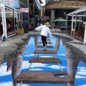 3d立體地畫(huà)墻繪室外網(wǎng)紅墻 涂鴉墻壁彩繪