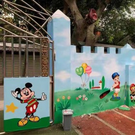 幼兒園墻繪涂鴉室外墻體彩繪涂鴉墻 卡通風(fēng)格插畫風(fēng)格