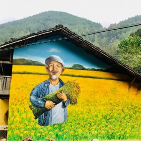 戶外鄉(xiāng)村墻體彩繪公司服務(wù) 社區(qū)文化墻手繪背景墻畫