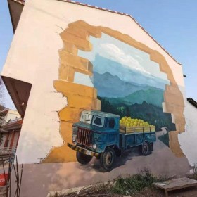 外墻3D立體畫 新農(nóng)村藝術(shù)墻美麗鄉(xiāng)村彩繪墻壁畫