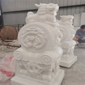 漢白玉抱鼓石雕刻廠家  大門(mén)石雕抱鼓石