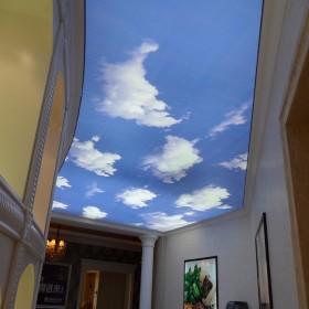 B1級天花軟膜 UV軟膜天花  藍(lán)天白云天花軟膜