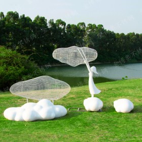 不銹鋼玻璃鋼 雕塑 幾何塊面 創(chuàng)意園林景觀 新中式戶外動(dòng)物擺件