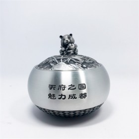 四川特色紀念品 純錫茶葉罐 元素相關紀念禮物