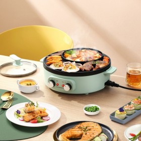 西屋多功能涮烤一體鍋WSC-A337 家用無煙電燒烤爐 涮煮電火鍋涮肉燒烤機(jī)