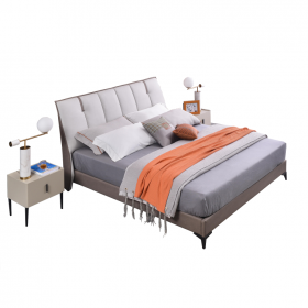 美奢漫主臥婚床科技布現(xiàn)代簡約實(shí)木軟床極簡網(wǎng)紅雙人床