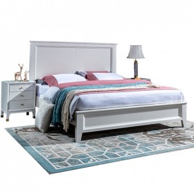 美奢漫復(fù)古法式小美輕奢櫻桃木現(xiàn)代簡(jiǎn)約白色臥室1.5米1.8米雙人實(shí)木床