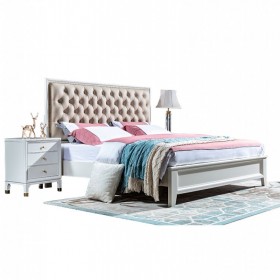 美式輕奢實(shí)木現(xiàn)代簡(jiǎn)約拉扣全屋家具臥室1.5米1.8米雙人床美奢漫家具