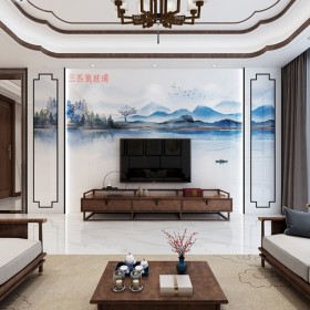 成都藝術玻璃新中式背景墻上門安裝玄關隔斷玻璃來圖定制