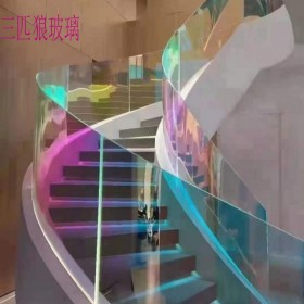 西安廠家定制生產(chǎn)商場6mm+6mm超白鋼化夾膠炫彩玻璃