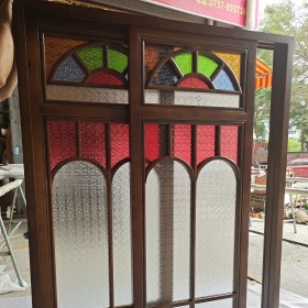 夾絲夾娟藝術山水畫玻璃定制茶色灰色長虹夾膠夾絲屏風玄幻玻璃