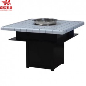 耐高溫石英石火鍋餐桌 大理石火鍋桌椅 火鍋店餐桌椅卡座