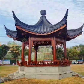 圓林園廠(chǎng)家直銷(xiāo)耐腐蝕景區(qū)公園避暑納涼防腐木涼亭