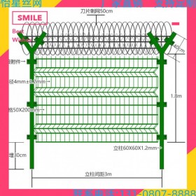 機(jī)場圍界Y型安全防御網(wǎng)監(jiān)獄隔離網(wǎng)護(hù)欄看守所防攀爬刀片刺繩網(wǎng)