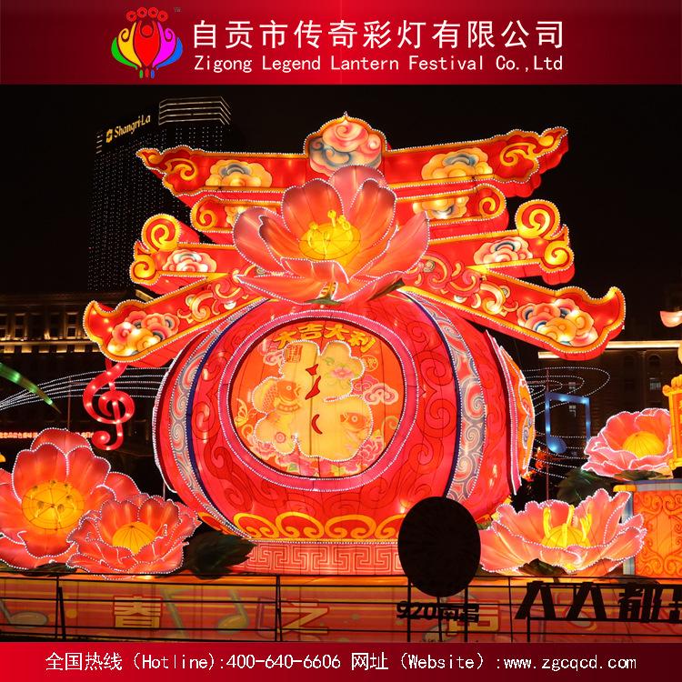 國慶中秋戶外裝飾花燈展絲綢傳統(tǒng)自貢彩燈