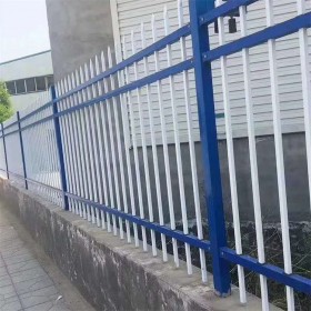 四川川豐小區(qū)別墅鋅鋼護(hù)欄 插接鋅鋼圍墻護(hù)欄 藍(lán)白方管圍墻柵欄 按需定制