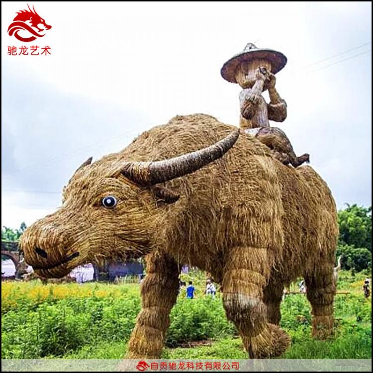 重慶農民豐收節(jié)稻草人定做農耕文化糧倉草雕定做放牛娃草雕藝術裝置廠