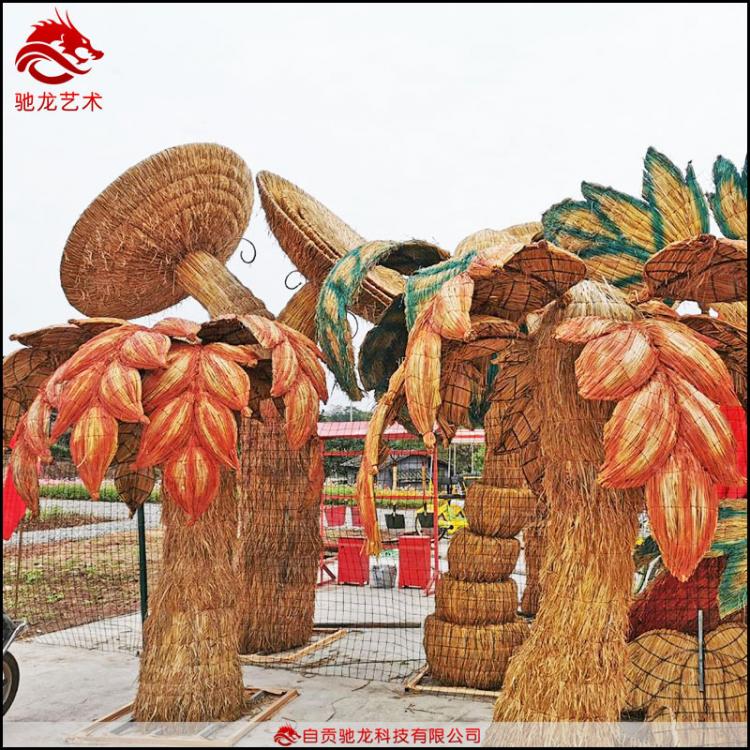 稻草藝術雕塑定制草雕糧倉定做農民豐收節(jié)木質工藝品裝置定做廠家