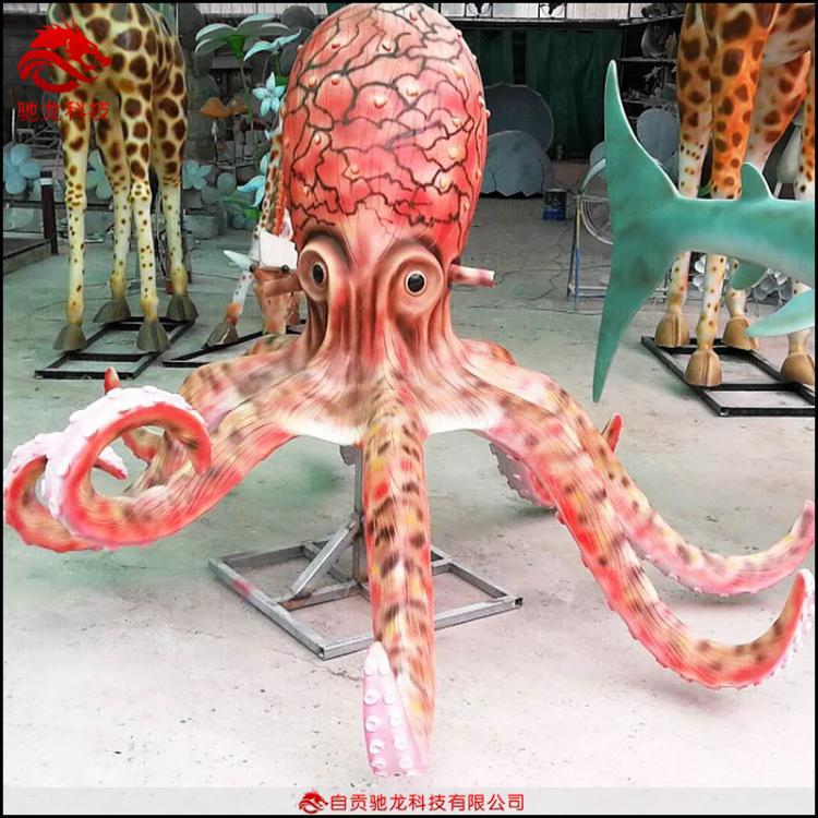 章魚雕塑大型寫實(shí)章魚模型玻璃鋼擺件餐館海鮮海生物美陳雕塑