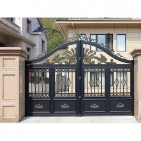 定制豪華歐式別墅大門(mén) 鋁合金手動(dòng)雙開(kāi)大門(mén) 小區(qū)鋁藝門(mén)