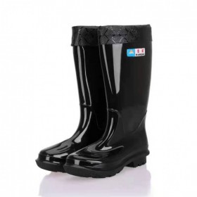高幫雨鞋 男式黑色高筒保暖防滑工地勞保塑膠鞋 防滑雨靴廠家批發(fā)