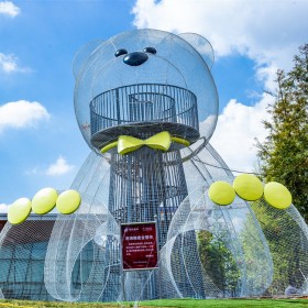 戶(hù)外熊貓不銹鋼滑梯定制公園景區(qū)大型無(wú)動(dòng)力兒童游樂(lè)設(shè)備攀爬組合