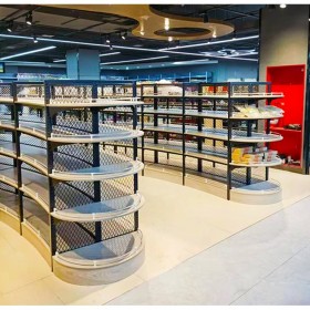 弧形鋼木貨架 弧形面包店貨架 超市商家專用弧形貨架廠家智豪華昌 現(xiàn)貨供應(yīng)