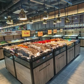 超市雜糧柜干貨貨柜木制散裝貨架展示架子貨柜定制批發(fā)