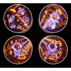 千層鏡無(wú)限深淵鏡定制霓虹燈網(wǎng)紅酒吧背景墻鋼化玻璃地磚鏡廣告牌