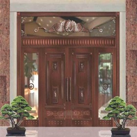 兩開玻璃銅門 會(huì)議室銅門 銅門定制廠家