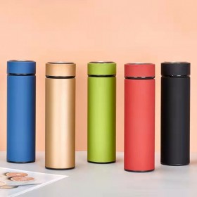 成都華譽(yù)定制304不銹鋼500ml橡膠漆商務(wù)直身保溫杯