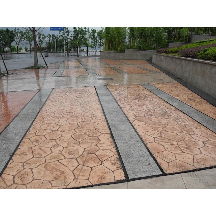 彩色路面 壓花地坪 壓?；炷?水泥藝術 仿石道路材料 施工