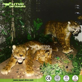 仿真純手工粘毛動(dòng)物模型電動(dòng)機(jī)械雕塑模型制作廠家劍齒虎