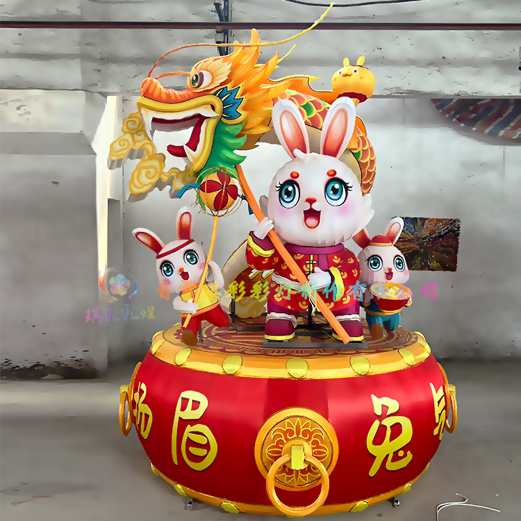 兔年吉祥 春節(jié)十二生肖造型彩燈 新年花燈 元宵燈會(huì)傳統(tǒng)手工藝制作