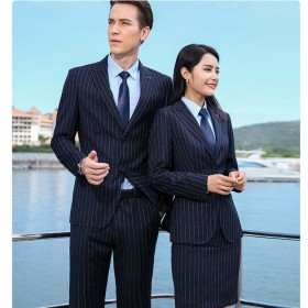成都工作服  高端商務羊毛條紋西裝套裝 免燙西服工裝 男女同款企業(yè)經(jīng)理工作服