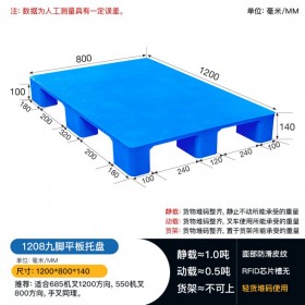 遂寧1210九腳平板托盤塑料托盤，商超類托盤，防潮易清洗