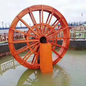 景觀水車大型水車庭院戶外防腐木實木龍骨水車大型景觀腳踩木質(zhì)水車