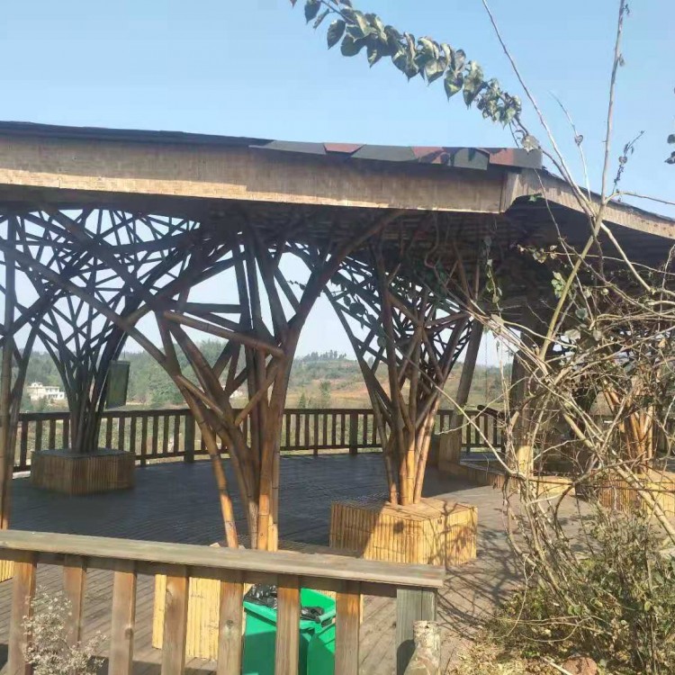 四川竹長廊廠家 竹建筑定制 竹結(jié)構(gòu)房屋